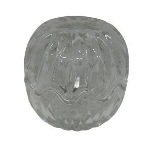 VTG Clear Cut Glass Covered Candy Dish Bowl | Round Crystal Trinket Box with Lid